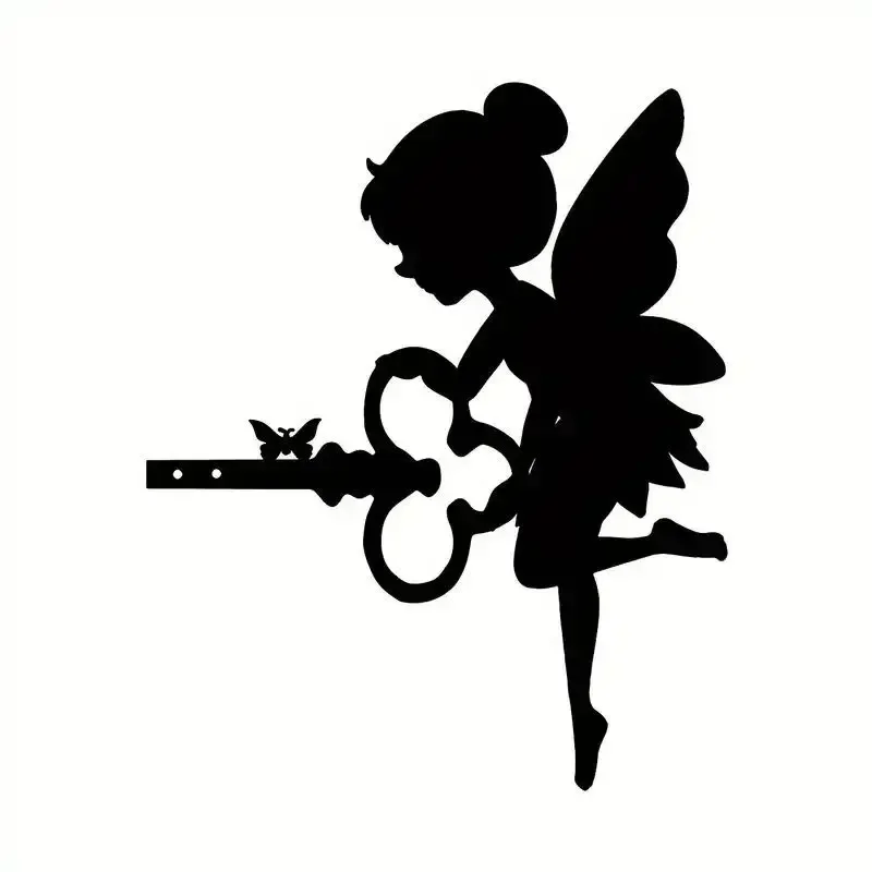 Angel on Branch Steel Silhouette Metal Wall Art, Home Garden, Yard, Patio, Outdoor Statue, Stake Decoration,Perfect for Birthday