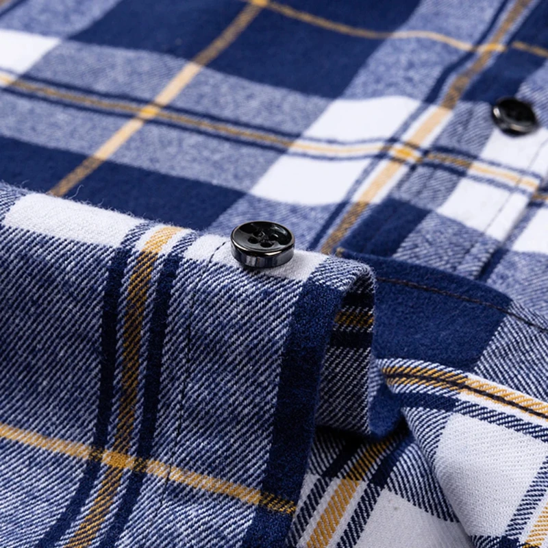 7XL Men's Shirts Long Sleeve Flannel Extra thick 100 Cotton Business Regular Fit Men's Plaid Flannel Shirts Long Sleeve