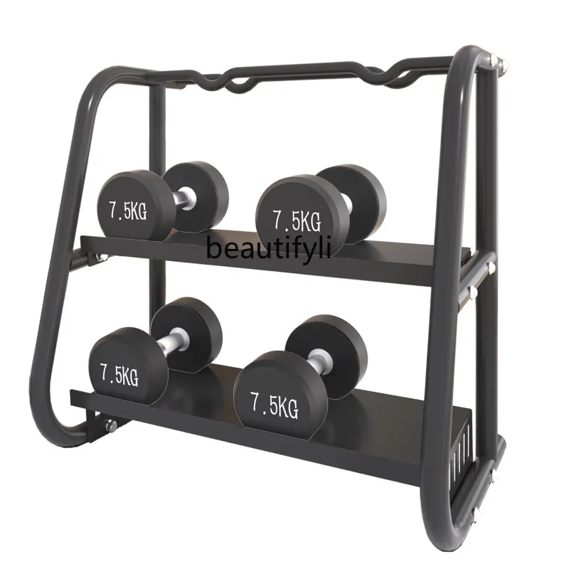 

Double-layer dumbbell rack, hexagonal round fixed dumbbell kettlebell display shelf, home and commercial gym fitness equipment
