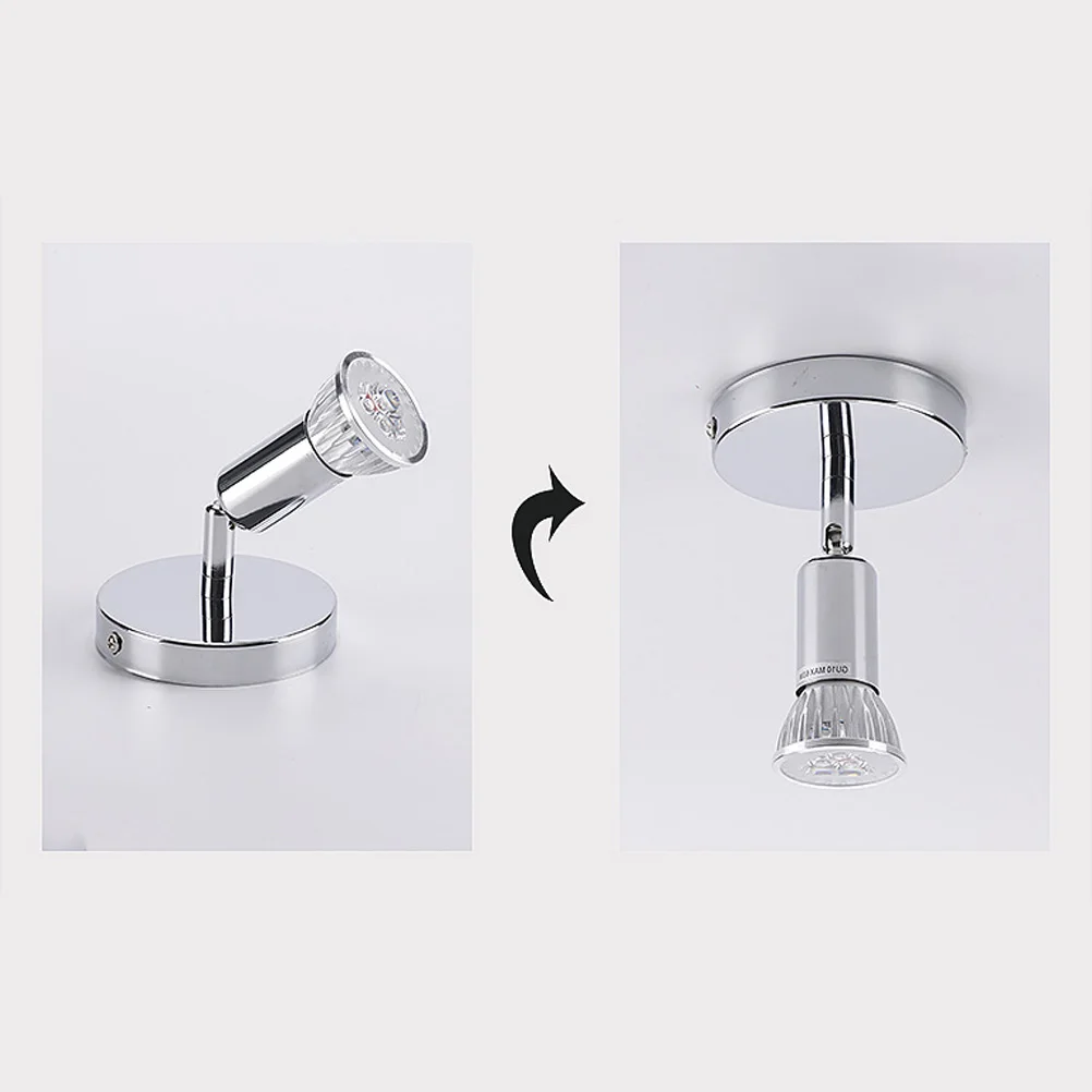 

Round Single Head LED Wall Lamp GU10 3W Ceiling Light Decorative Spotlight for Living Room Stairway Aisle (Warm White, Silver)