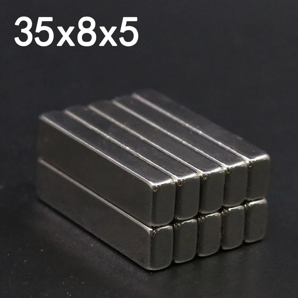 2/5/10/20Pcs 35x8x5 Neodymium Magnet 35mm x 8mm x 5mm N35 NdFeB Block Super Powerful Strong Permanent Magnetic imanes