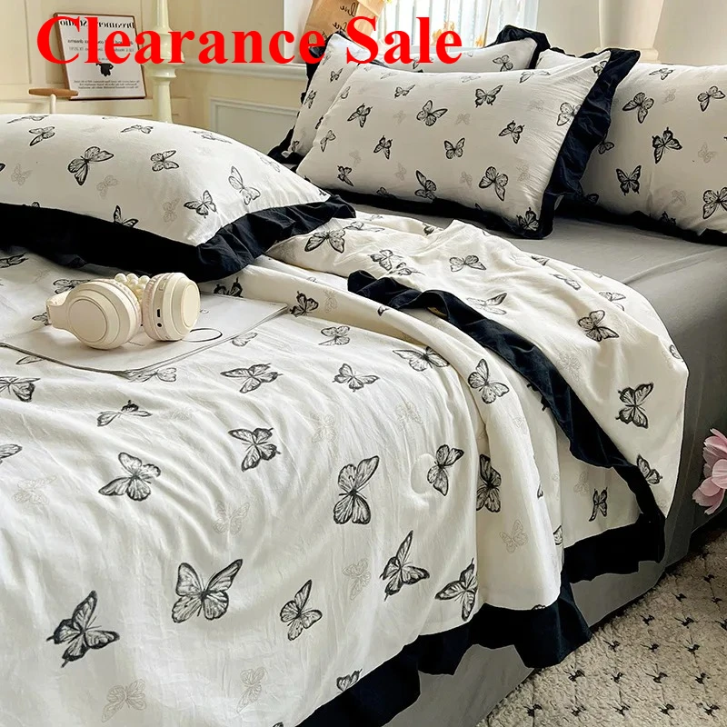 

Washed cotton air conditioner quilt four-piece summer cool quilt thin double summer quilt core machine washable