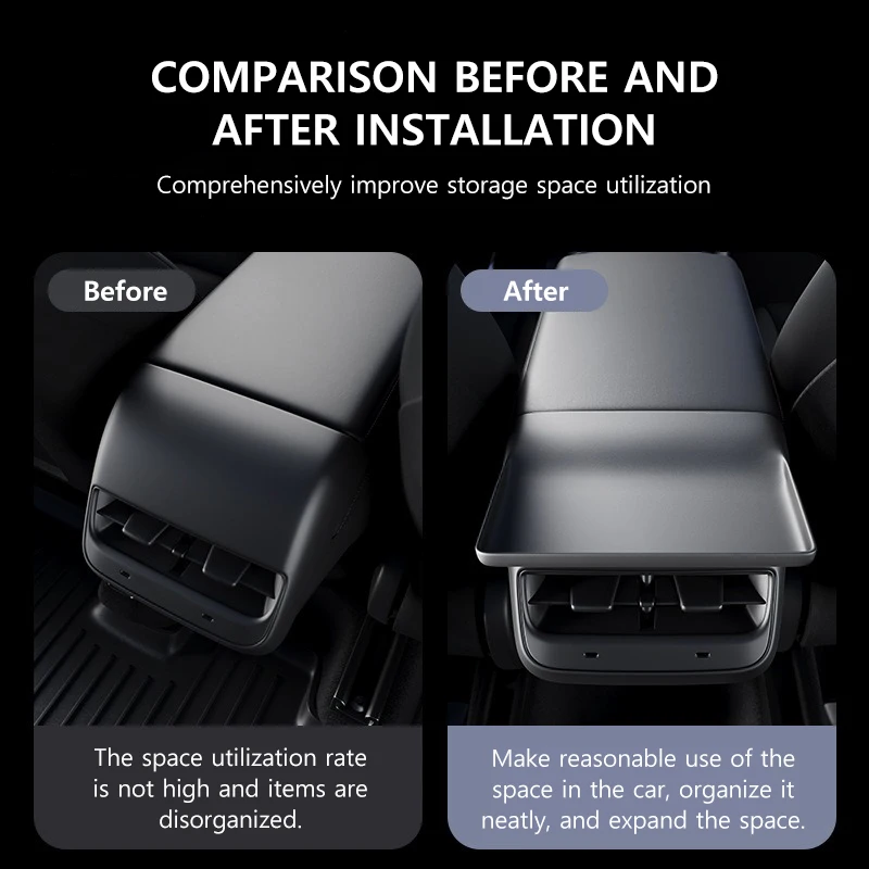 NovaAcc-bandeja de almacenamiento de ventilación trasera para Tesla Model Y 2024-2021 Model 3 2023-2021, caja de reposabrazos trasero, accesorios
