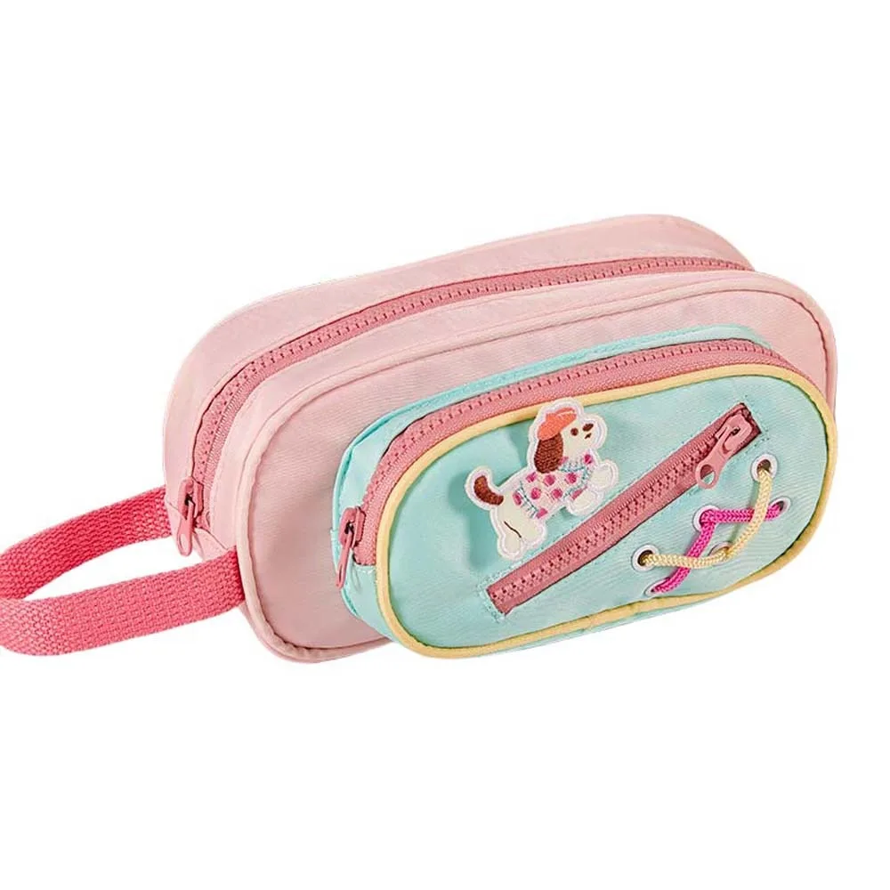 

Cartoon 3 Layers Pencil Bag Bread White Puppy Dog Canvas Large Capacity Pencil Bag Student Aesthetic Stationery Storage Bag