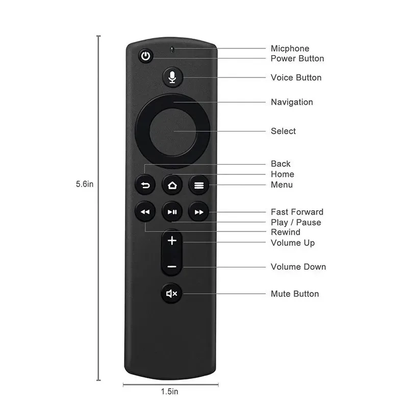 Zamienny pilot głosowy (2nd GEN) L5B83H z regulacją zasilania i głośności Pasuje do kostki Fire TV 2nd Gen i Fire TV Stick