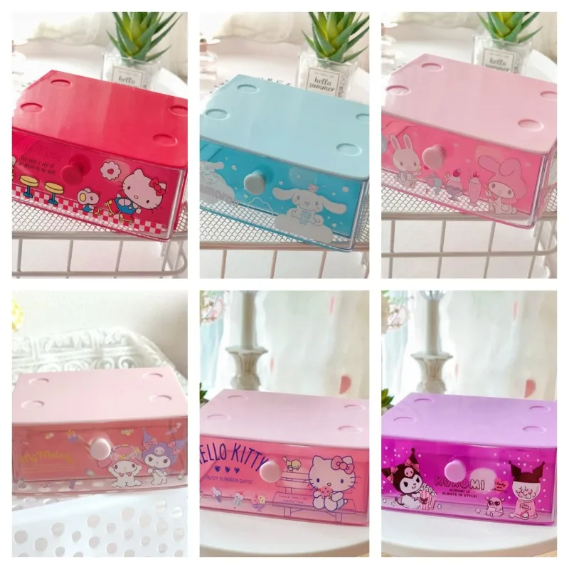 Hello Kitty Storage Box Cute Cartoon Classification Drawer Storage and Organizing Box Desktop Decoration Student Gift Wholesale