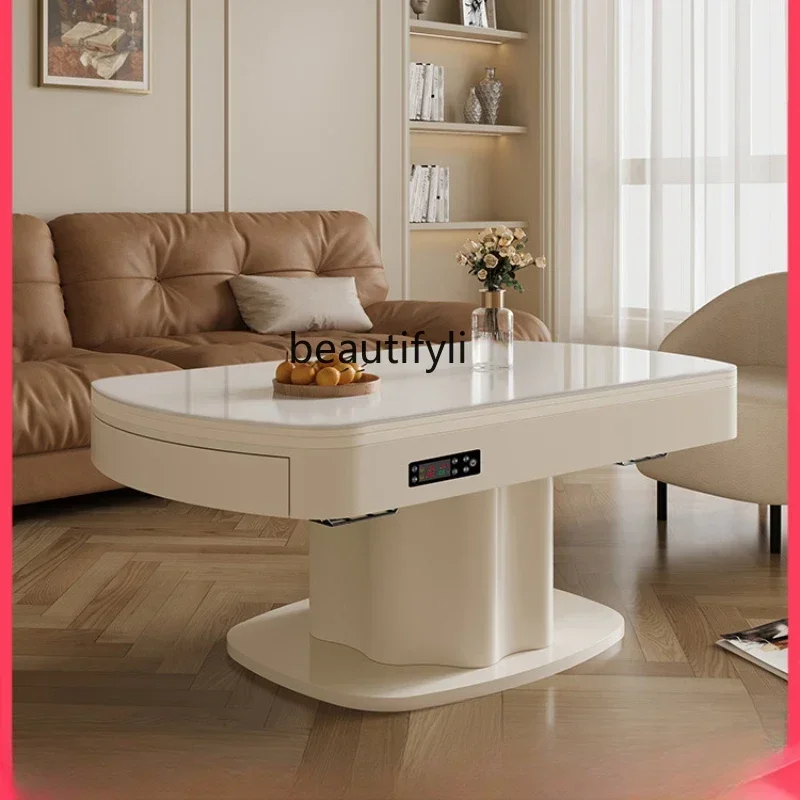 Lifting Coffee Table Dual-Use Cream Style Folding Light Luxury Living Room Home Small Household Simple Modern