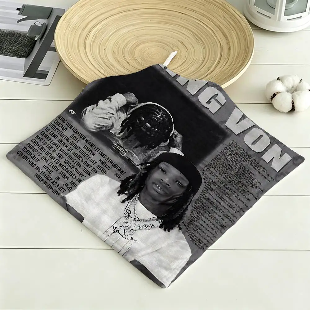 Fashion Rap Singer k_King V_Von Polyester Cotton Hanging Kitchen Towel, Soft Hand Wiping Towel, for Kitchen Bathroom Home