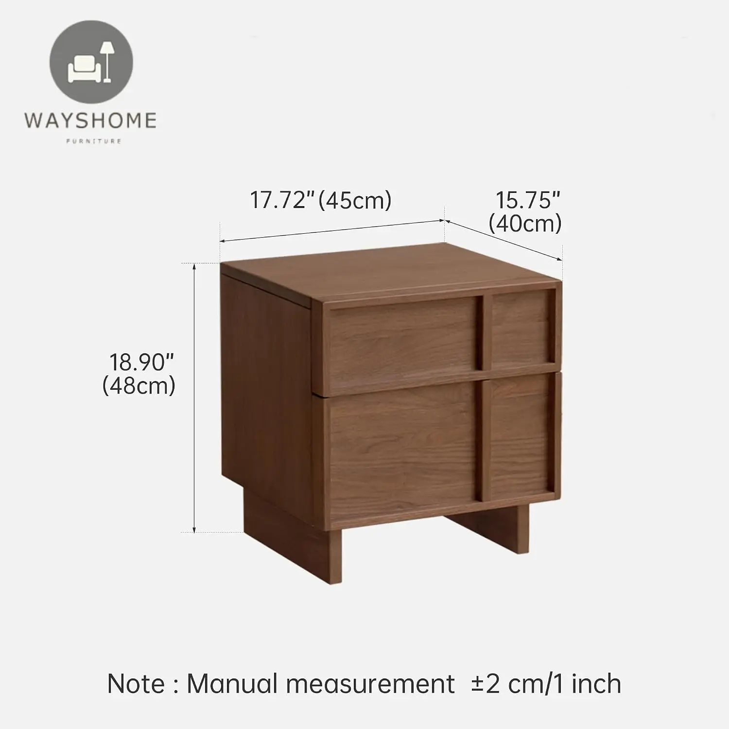 100% Solid Wood Nightstand, Wooden Nightstands with 2 Drawers, Mid Century Modern Nightstand, Walnut Night Stand,, Customized
