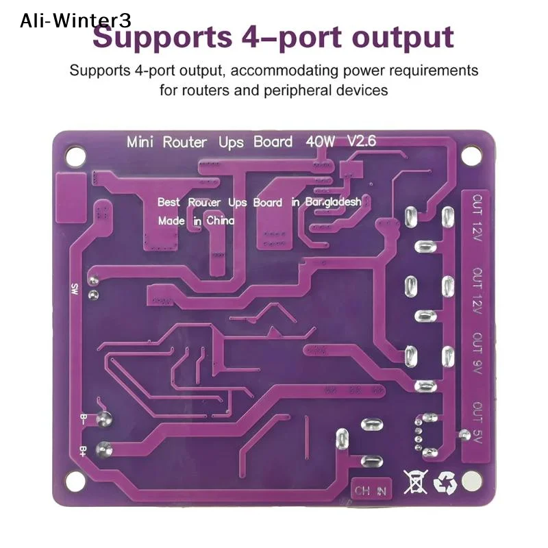 

【AR】1Pc 2026 Router UPS Board 40W Battery Charging Board 5/9/12V Output Uninterruptible Power Supply Board Router Backup Power