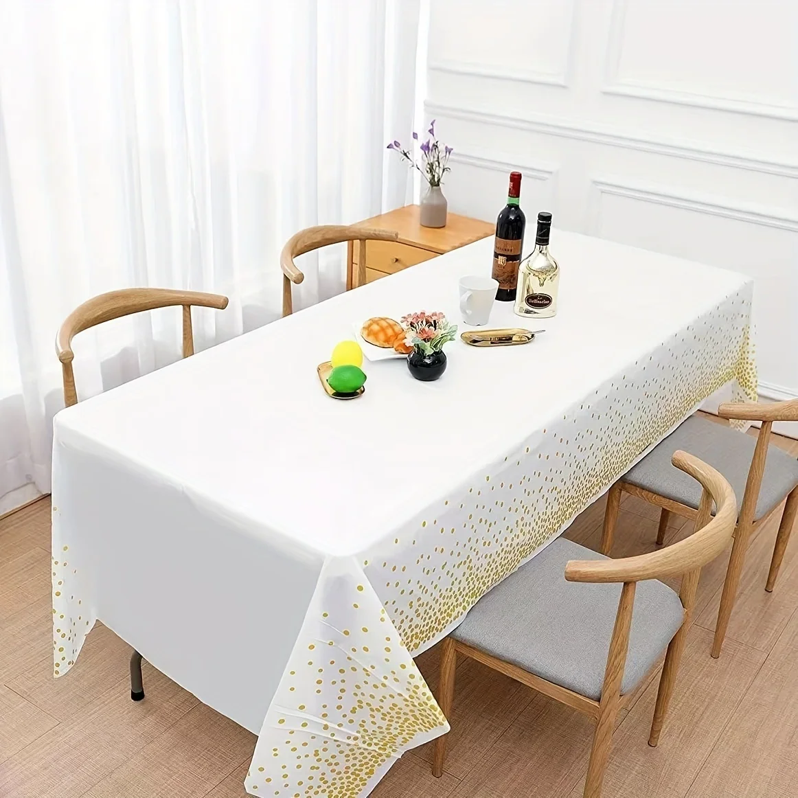 Rectangle Disposable Bronzing PE Table Cover 4 Colors Desk Cloth Banquet Exquisite Tablecloth Party Supplies 137×274CM