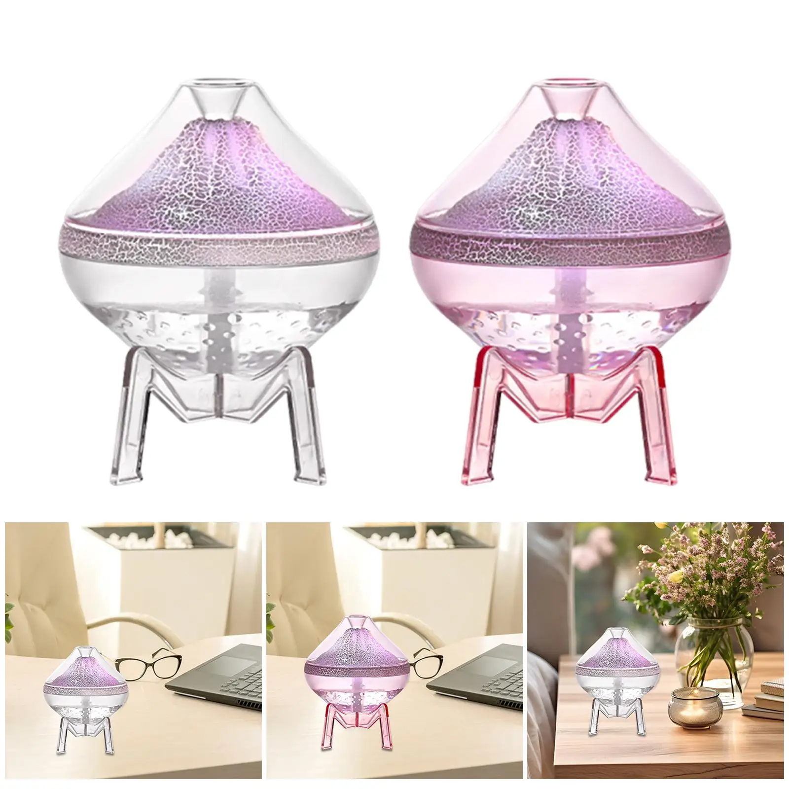 Air Humidifier Volcano Decorative Light Nightlight Cool Mist Maker Mini Humidifier Desk Humidifier for Office Plants Living Room