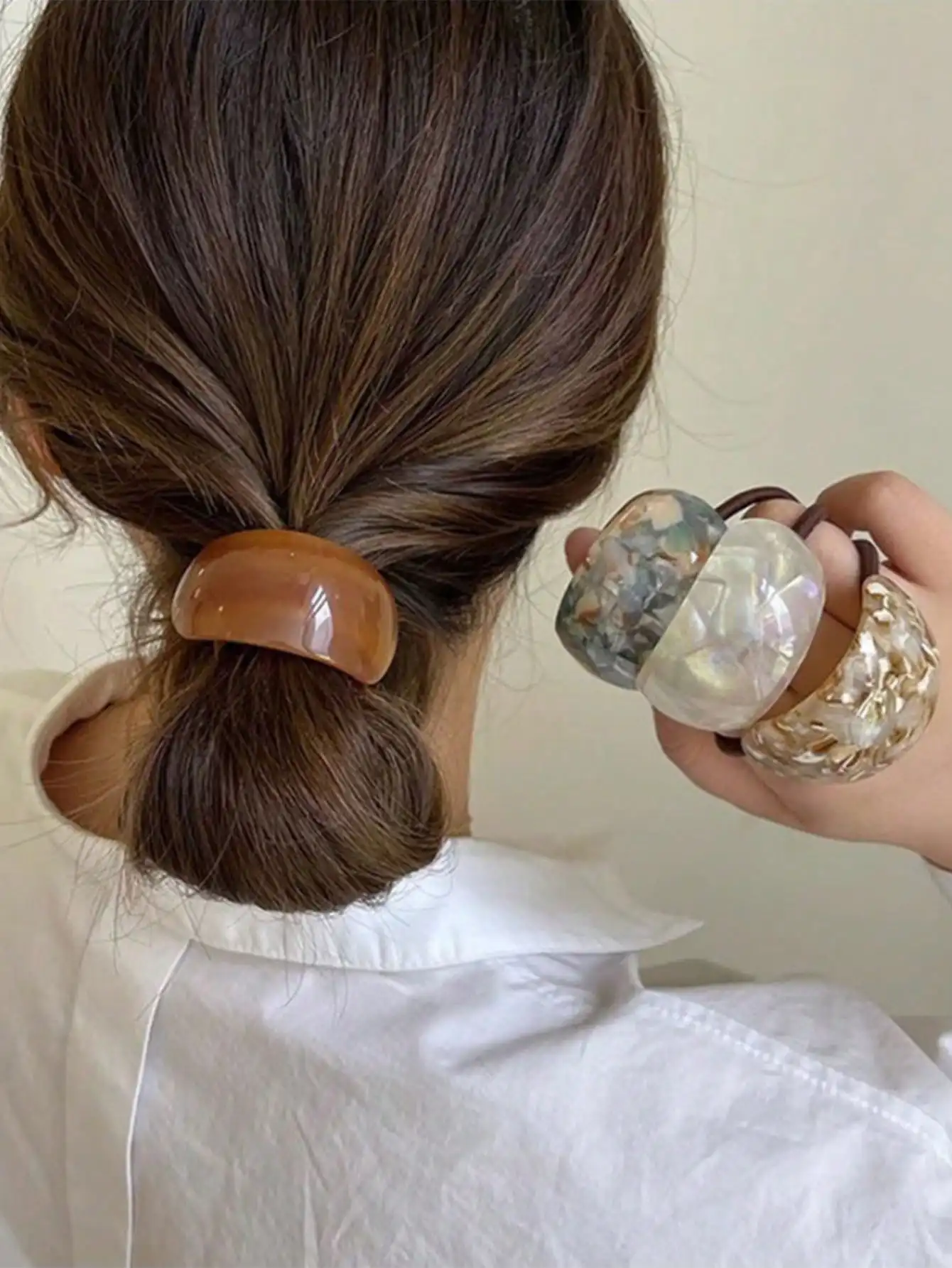 3Pcs Oval Resin Hai…