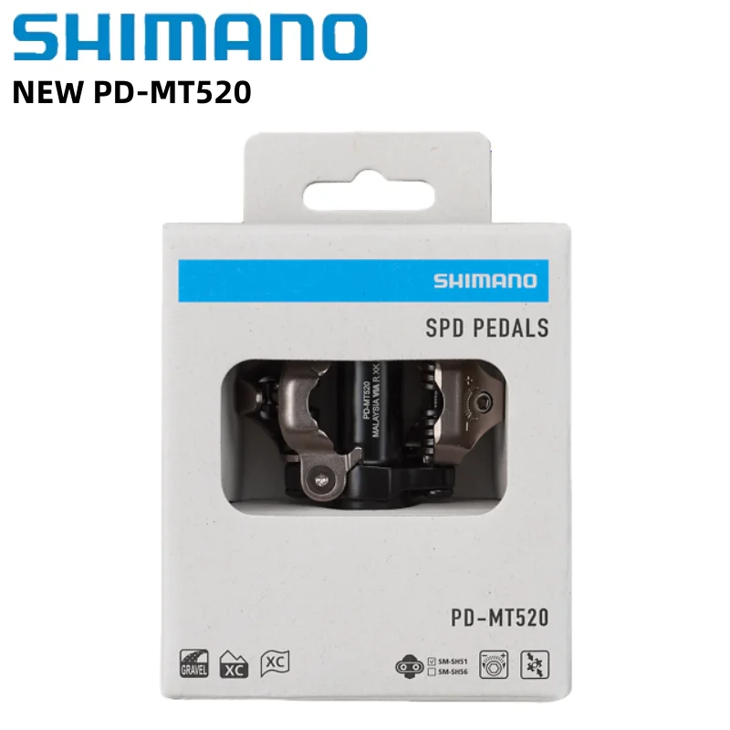 Pedal Shimano PD-MT520 M520, pedal de doble cara SPD, color negro y plateado, para bicicleta de montaña MTB, pedal original Shimano.