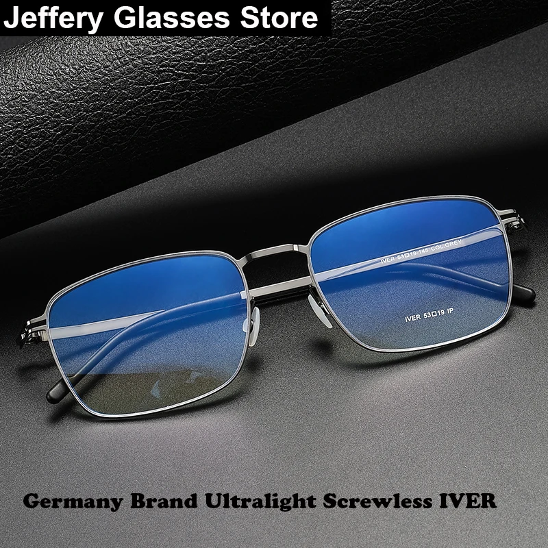 

Germany Rectangle Screwless Glasses Frame Men Ultralight Stainless Steel Prescription Eyeglasses Optical Myopia Business Eyewear