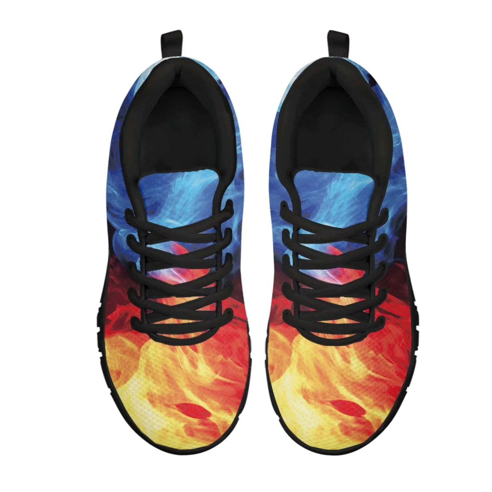 Coloranimal Blue Red Flame Smoke Women Shoes for Nurses Standing All Day Non Slip Women Sneakers Running Walking Shoes