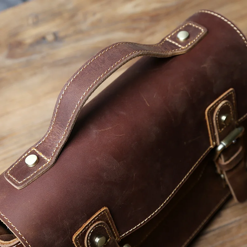 NZPJ Retro Leder Männer der Briefträger Tasche Crazy Horse männer Tasche Top Schicht Rindsleder Schulter Tasche Beiläufige Handtasche Für 10-zoll IPad – Detail 10