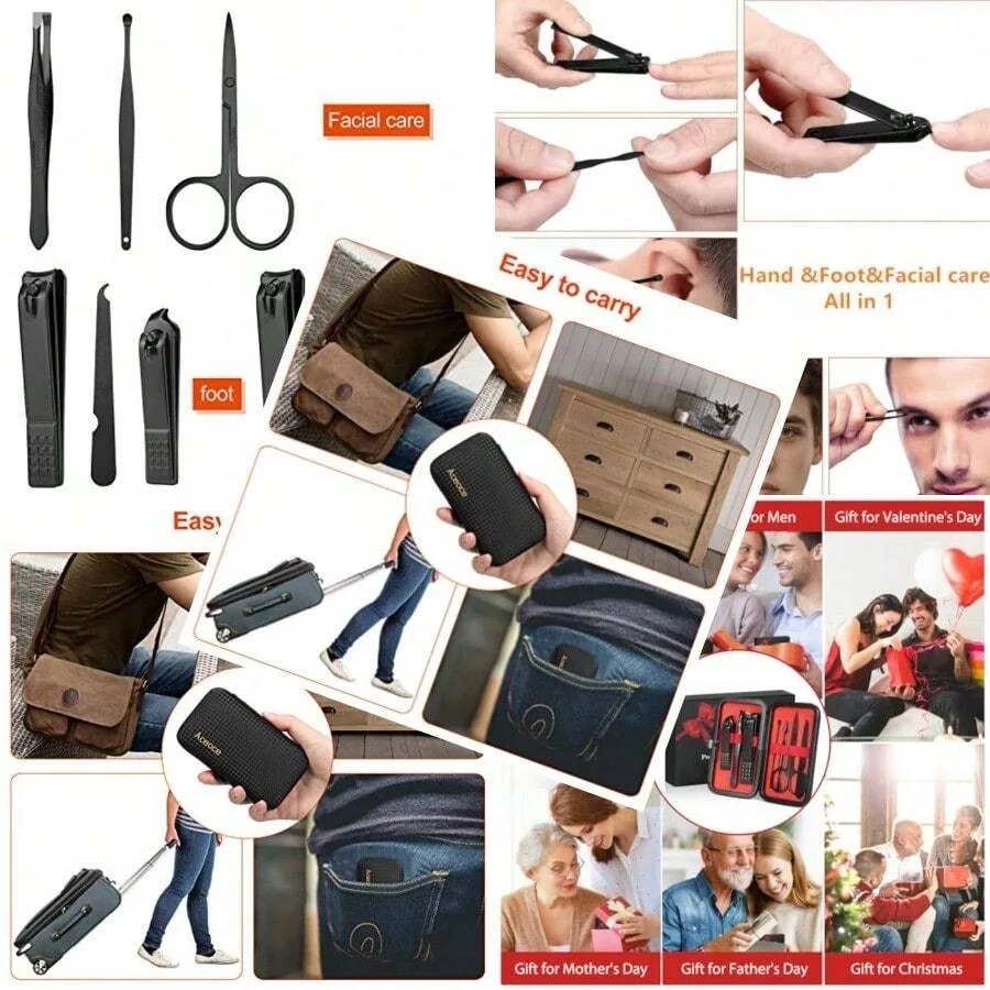 

【New Arrival】All-in-One Men's Manicure Pedicure Set, Portable Nail & Grooming Kit with Travel Case