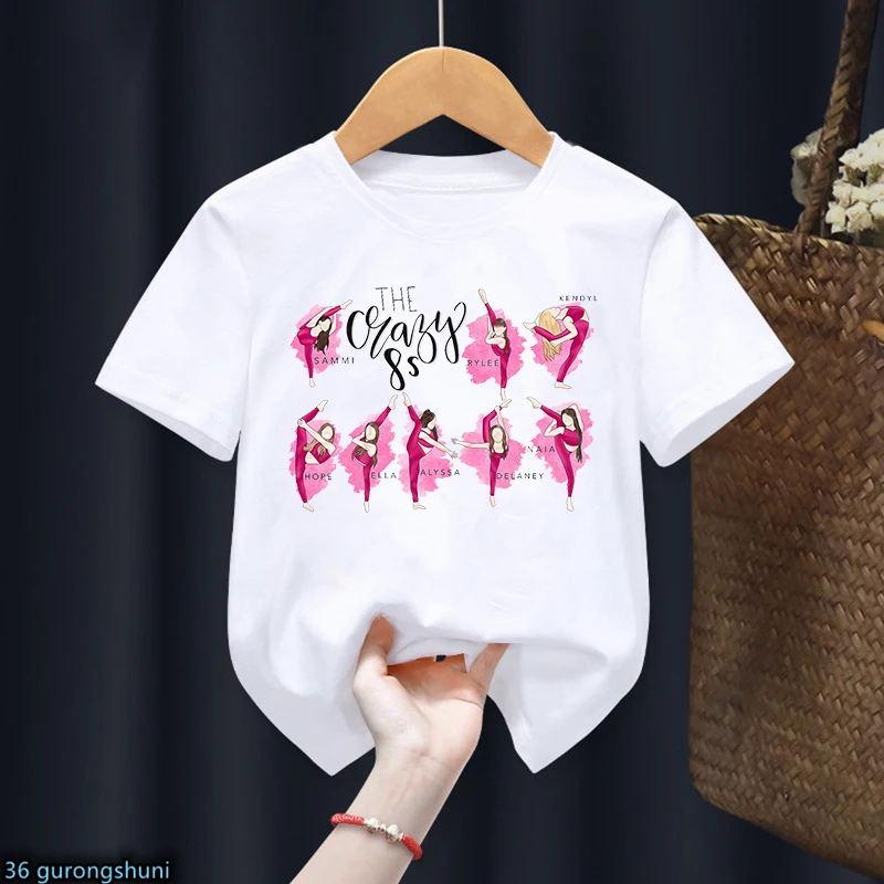 

Kawaii Girls T-Shirts Gymnastics Sports Girls Graphic Print Kids Clothes Tshirts Summer Girls Clothes Short Sleeve Camisole Tops