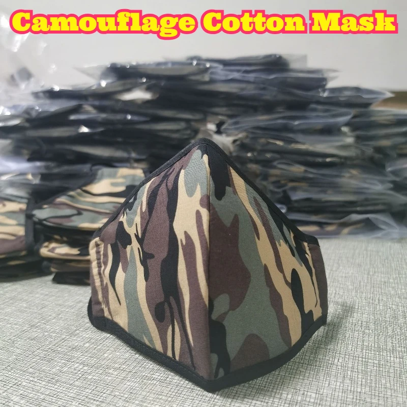 

Camouflage Cotton Mask Army Green Handmade Cloth Double Triple Layer Washable Dustproof Sun Protection Breathable Daily Outdoor