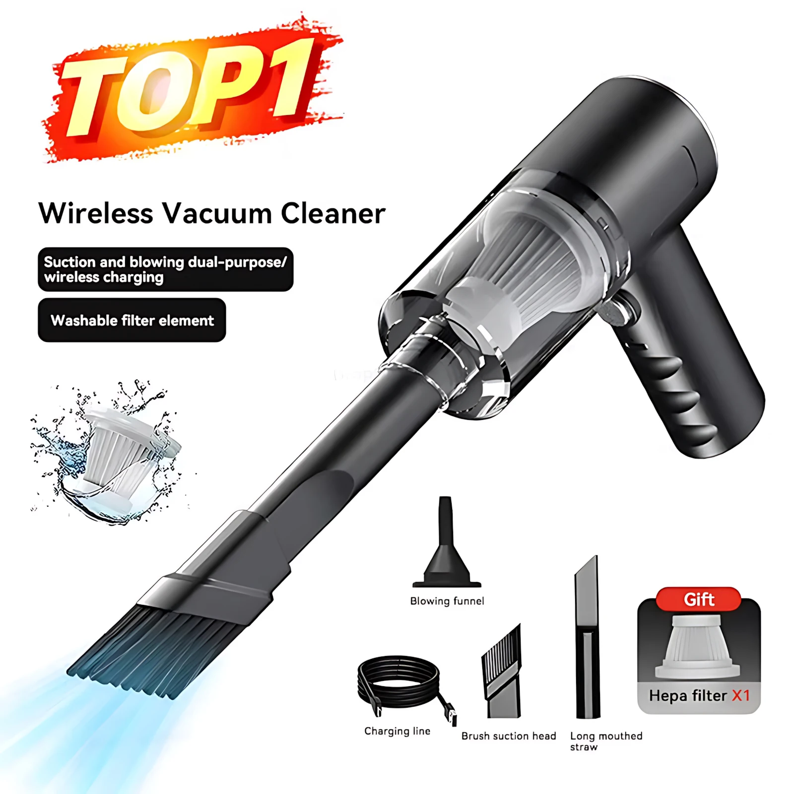 Wireless Car Vacuum Cleaner Strong Cordless Cleaner Suction Handheld Auto Vacuum Home&Car Dual Use MiniVacuum Cleaner Appliance