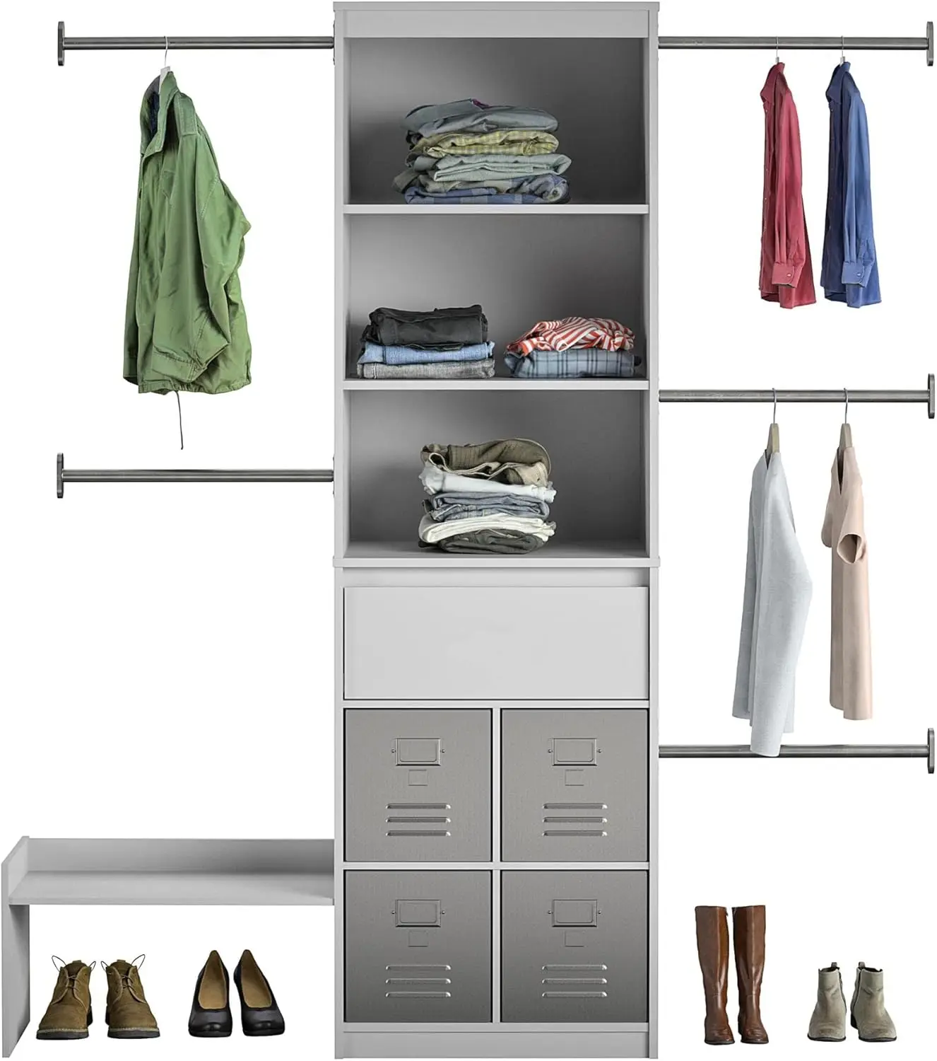 Grow with Me Adjustable Kids’ Closet Organizer System, Dove Gray