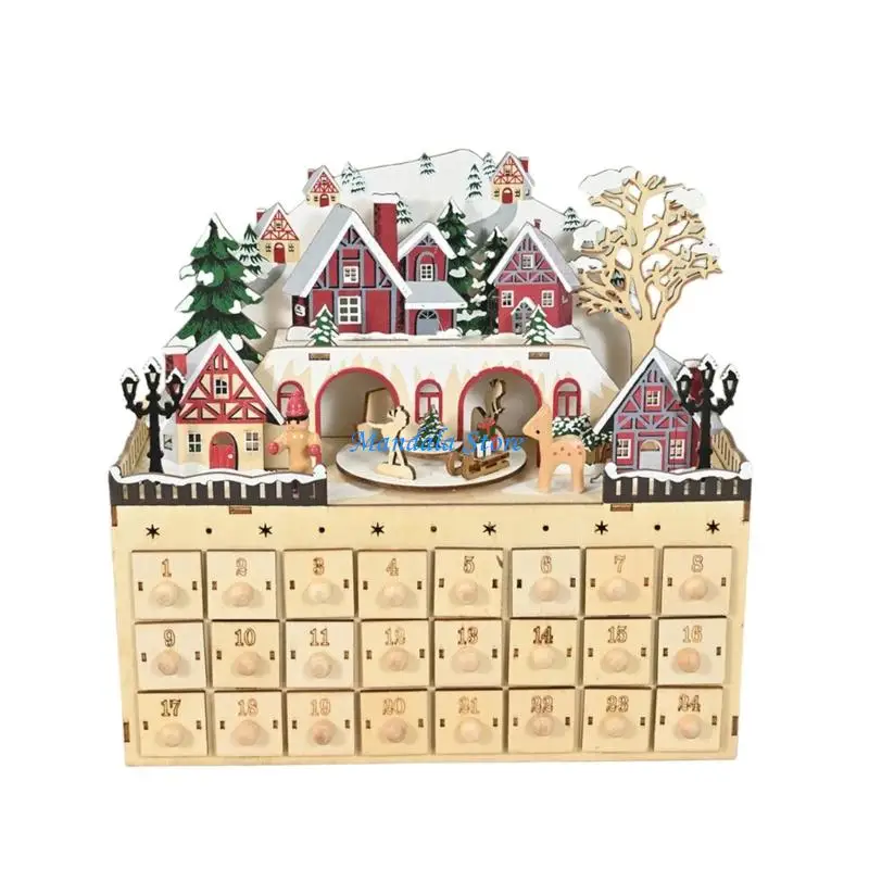 

U2JC Natural Christmas Advent Calendar Artistic Carving Design Seasonal Display