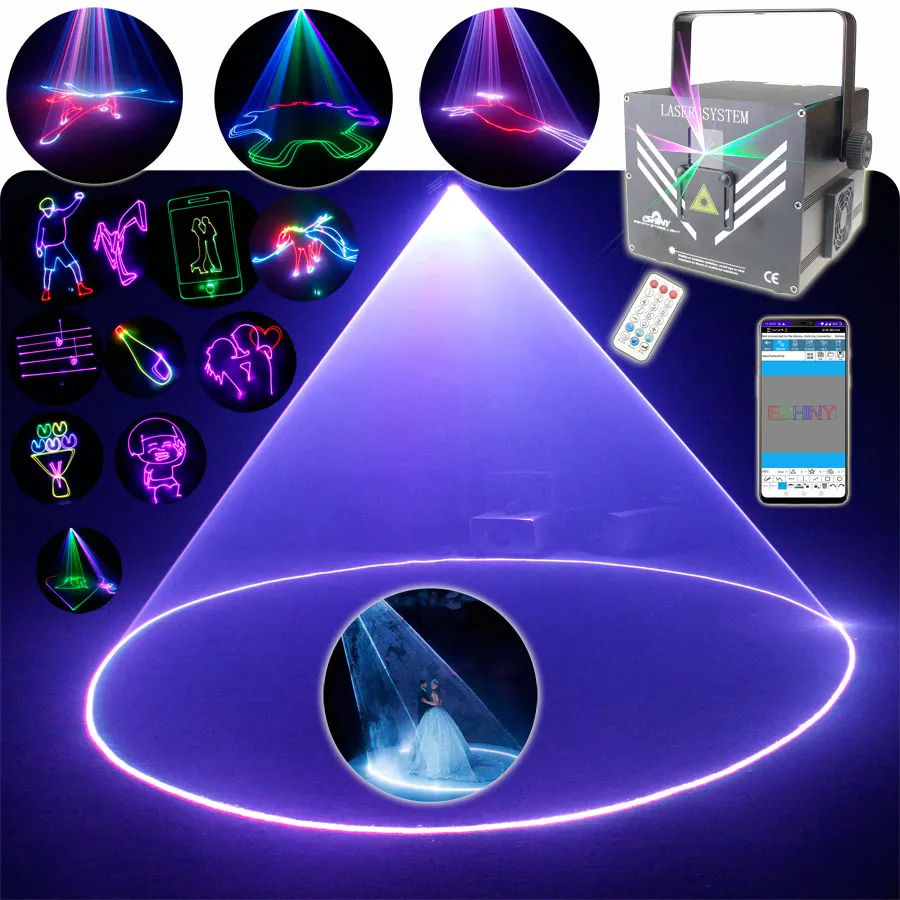 Wedding White Laser APP 2W 3W 5W RGB Animation Patterns DJ Light Dance Bar Party Landscape Projector ILDA Stage Lamp Show G29N8