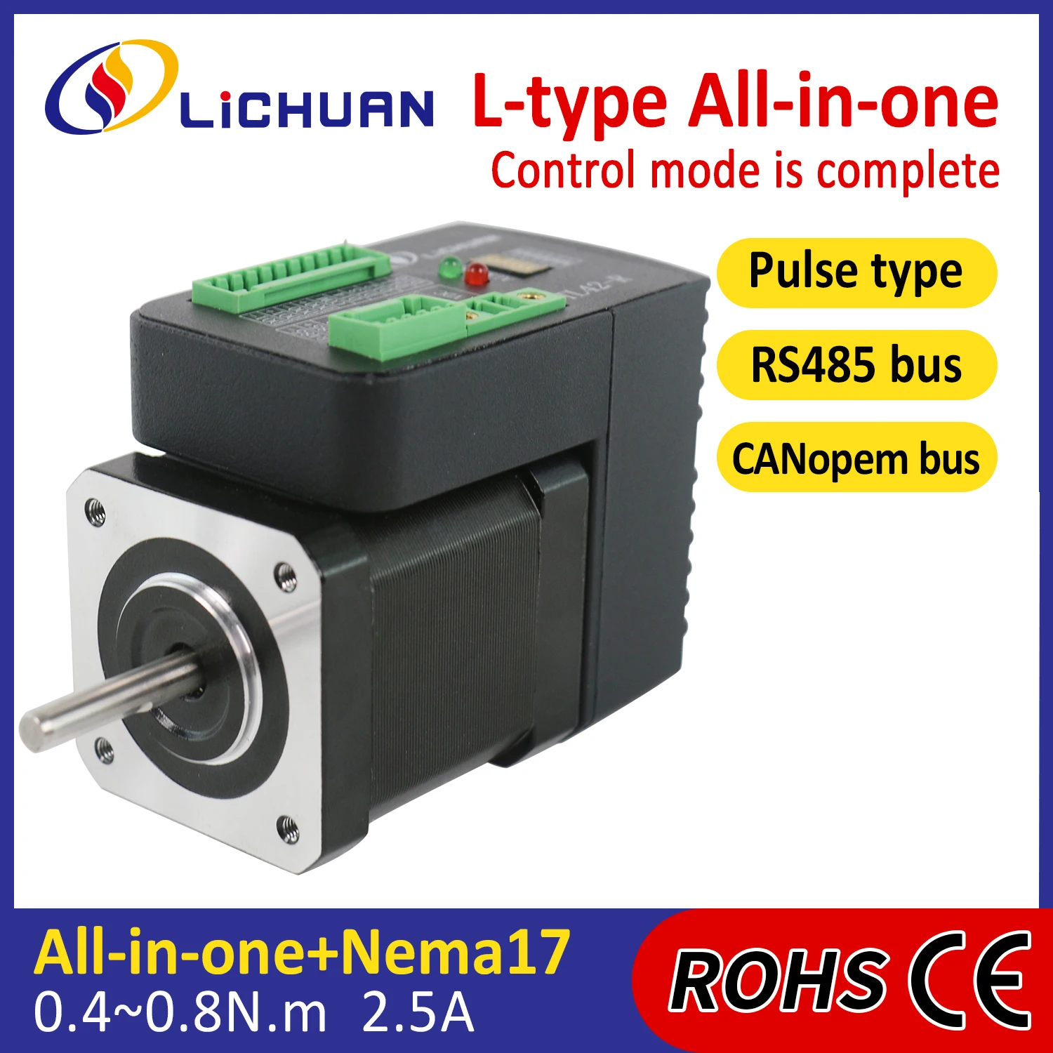 Lichuan 24V2.5A 1000PPR 0,4/0,8 Нм Nema17 Встроенный шаговый двигатель 2-фазный интегрированный драйвер шагового двигателя с замкнутым контуром для ЧПУ/3D