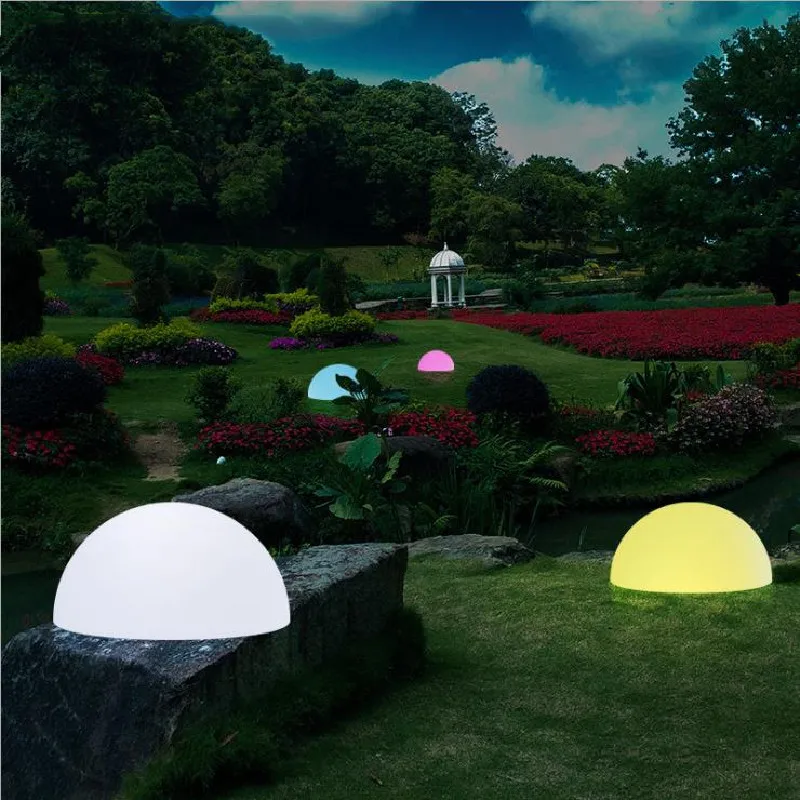 Lampe de jardin à LED avec télécommande, demi-boule, éclairage d'extérieur, luminaire de paysage, idéal pour un Patio, un sentier, une Table ou une pelouse