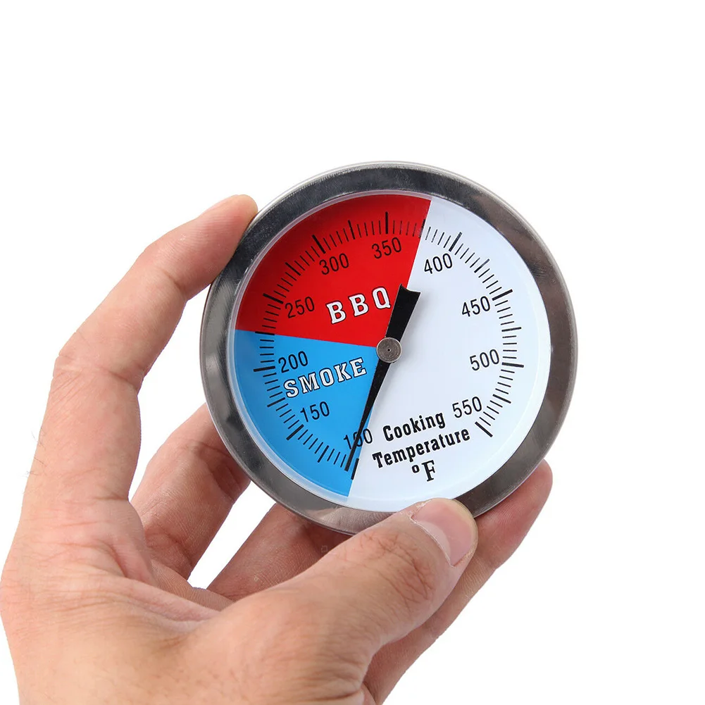2pcs Analog BBQ Thermometer for Grilling and with 100-550 for fahrenheit Range and for rugged 304 Stainless Steel Build