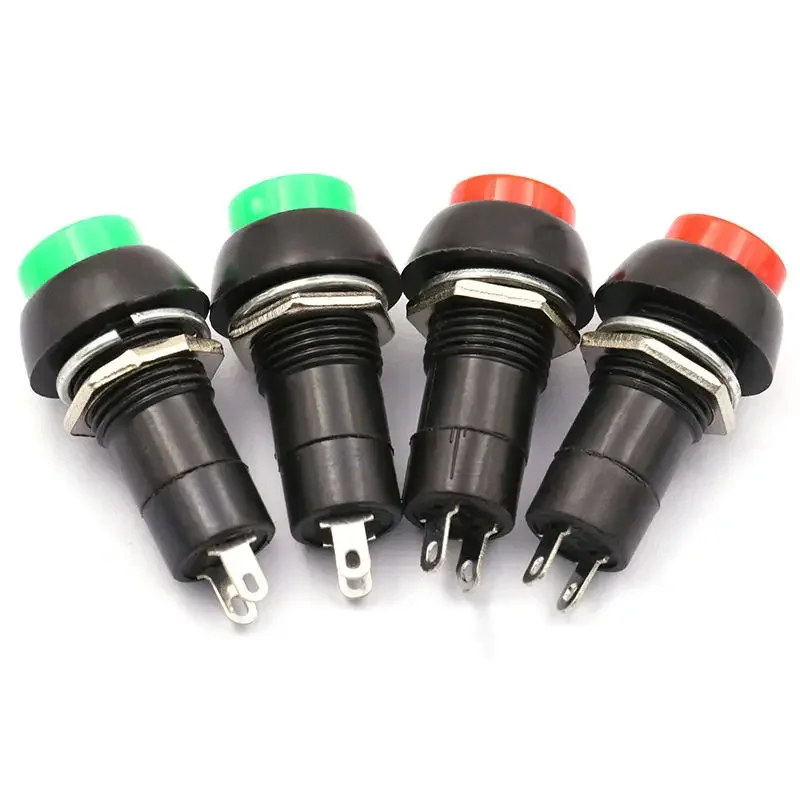 5PCS PBS-11A PBS-11B 12mm Self-locking / Self-Recovery Plastic Push Button Switch Momentary 3A 250V AC 2PIN Red and Green