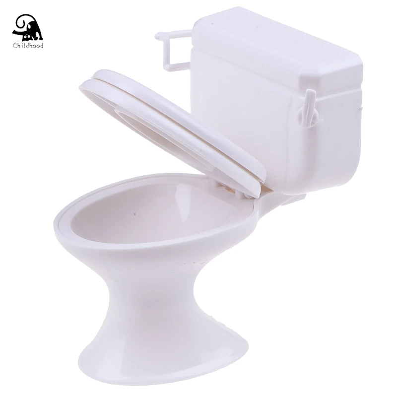 Dollhouse Furniture Vintage Bathroom Toilet Miniature Toys Dolls Accessories Baby Pretend Toys Dolls Accessories