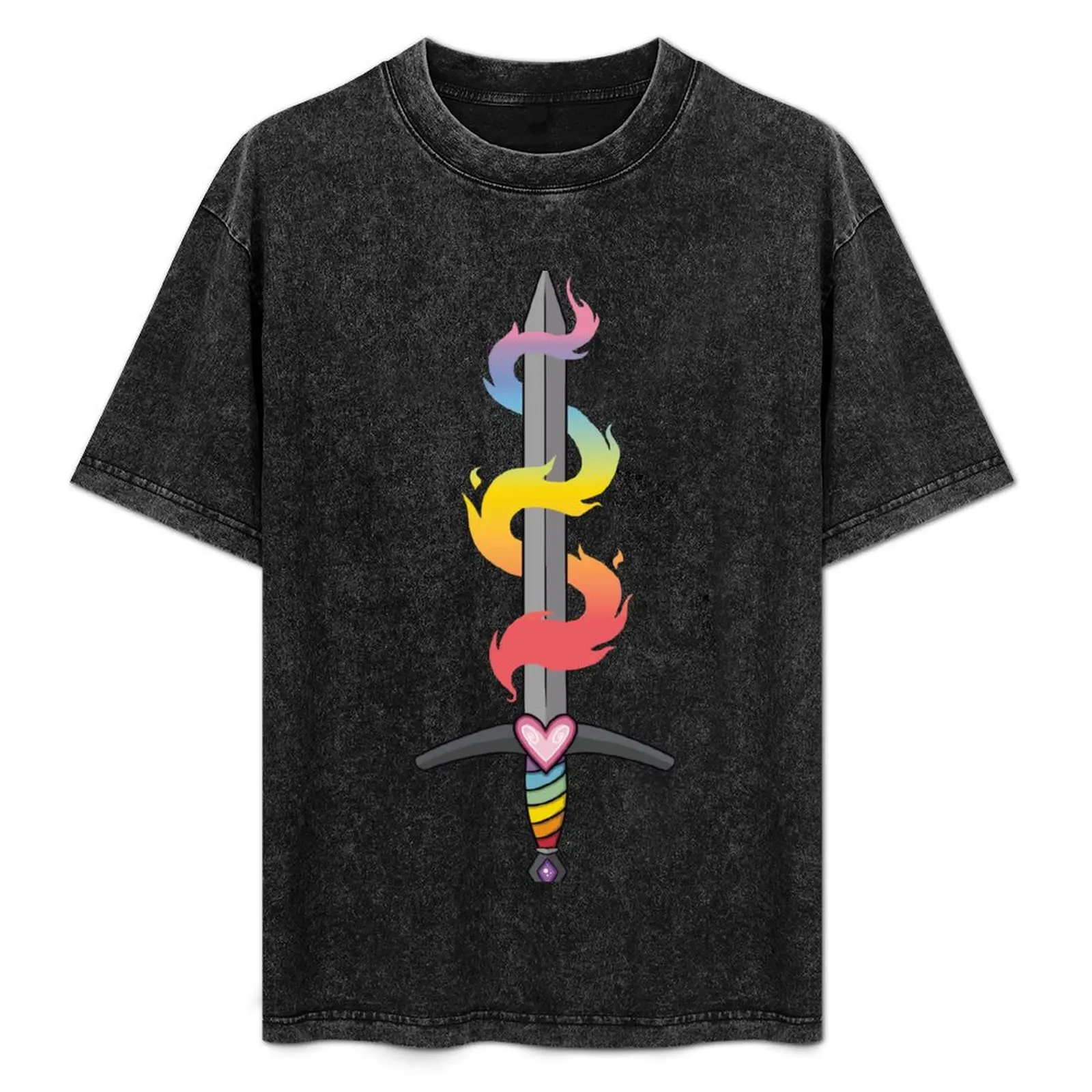 

Flaming Sword of Rainbows T-Shirt Daily Work Short Sleeve Top