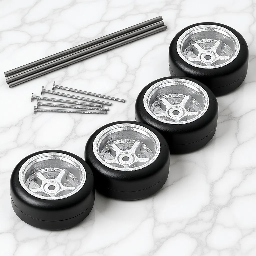 

1Set Rc Car Wheel Hub Accessories 1:64 Scale Rubber Tires Replacement Hollow Wheels for Vehicle Enhancing Performance DIY Rc