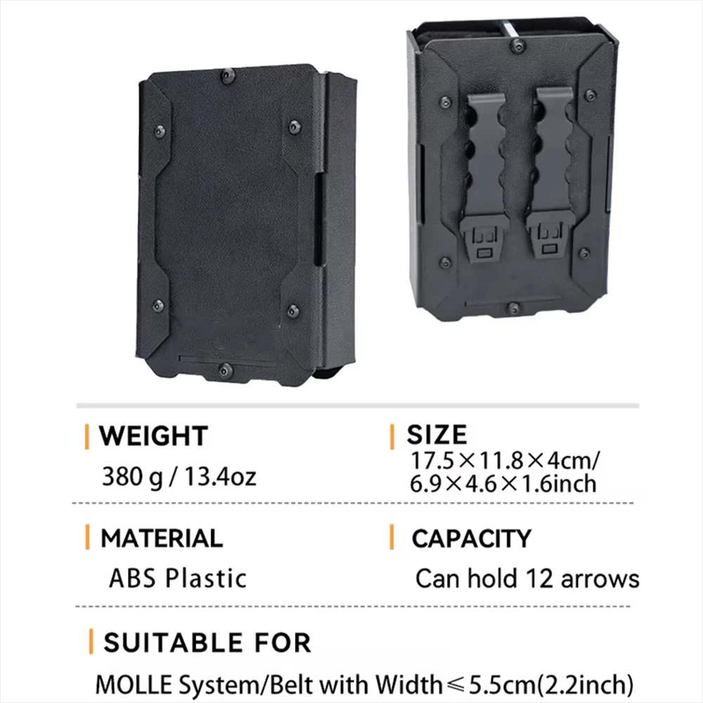 Tactical Silent Grip Arrow Quiver Molle Portable Quick Pull Out Set Hunting Slingshot Accessory Box for Outdoor Range Shooting