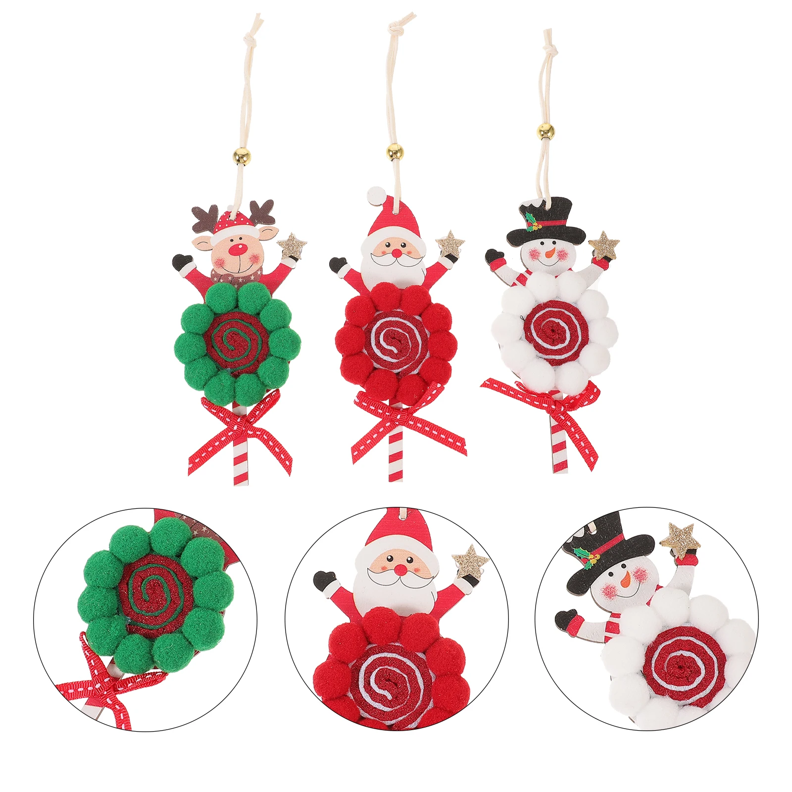 

3pcs Christmas naments Wooden Xmas Tree Hanging Decor Faceless Santa DIY Pendant Gifts Holiday Home Decorations