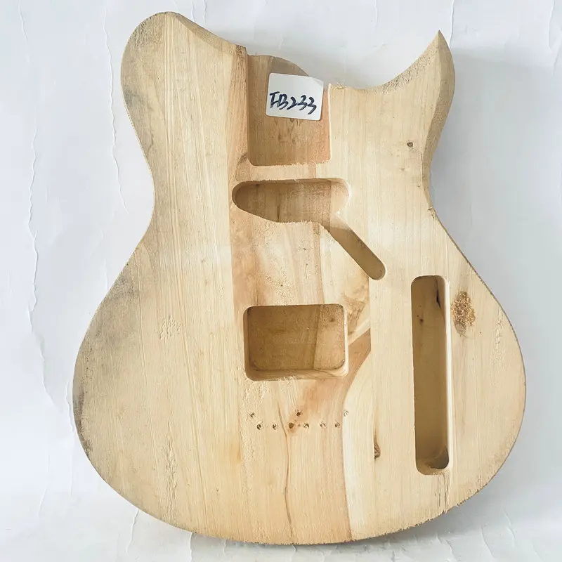 Fb233 Onafgewerkte Natuurlijke Kleur Effen Lindehout Mini Size Elektrische Gitaar Body Met Tl Pickups Voor Vervang Diy