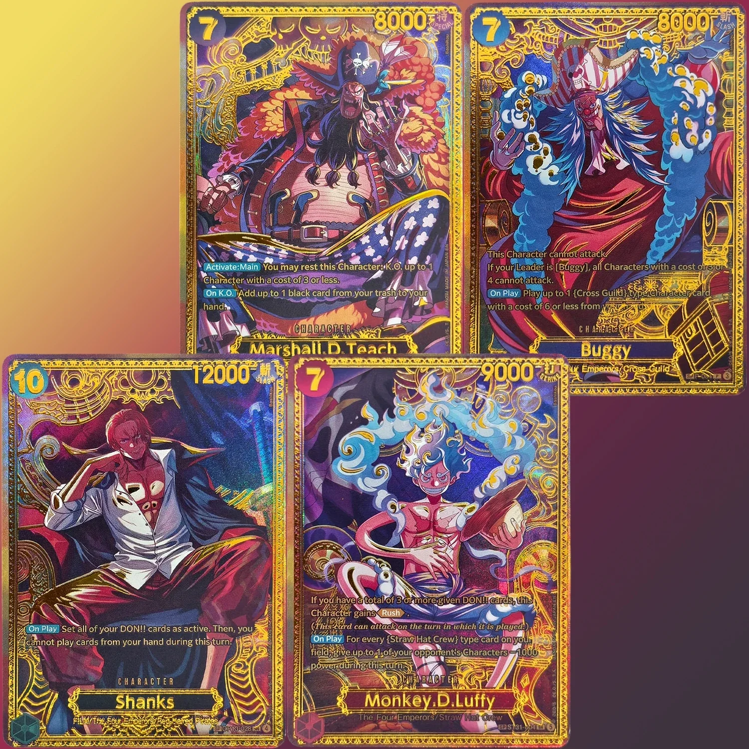 DIY Proxy English One Piece OP17 SP Cards New Four Emperors Teach ST27-005 Luffy ST31-004 Shanks Buggy Game Collection Card Toy