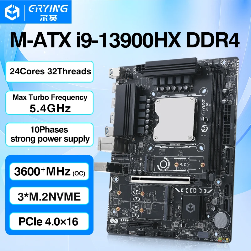 DIY Gaming Computer ERYING PC Motherboard CPU RAM COMBO kit i9 13900HX 24C32T DDR4 RAM Memory Desktop placa mae pc gamer