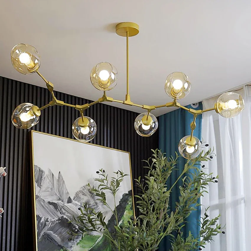 

Italy Designer LED Modern Pendant Lights Branching Ceiling Lamp Chandelier Glass Lampshade Suspension Lighting Kitchen Dining