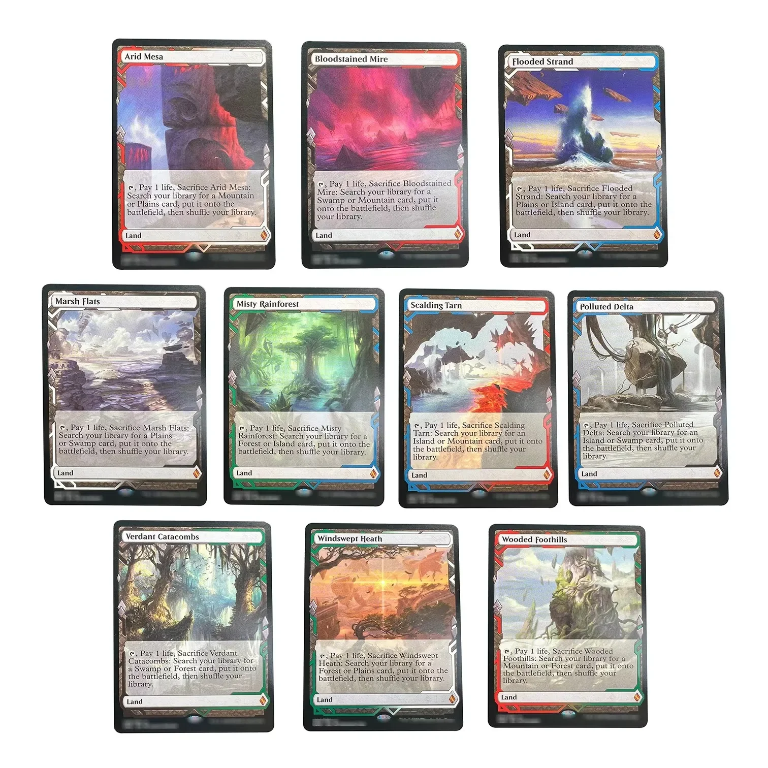 HOLO Custom FETCH-LAND ZNE 3 COLOR LAND Mox Diamond TPR Etali,Primal Conqueror Thrasios,Triton HeroSPG Tishana's Tidebinder Card