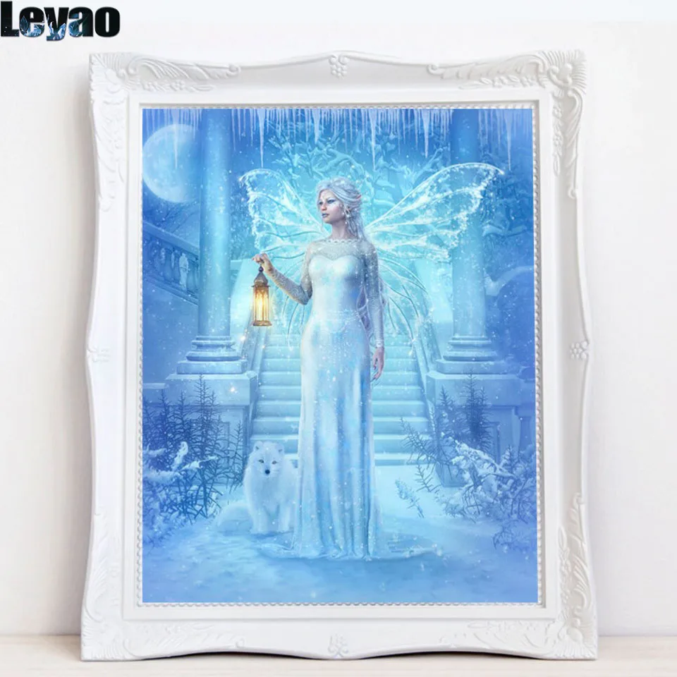 Diamond Embroidery Winter Fairy Art White Fox Mosaic Diamond Painting Holiday Fairies Cross Stitch Kits Needlework Home Decor