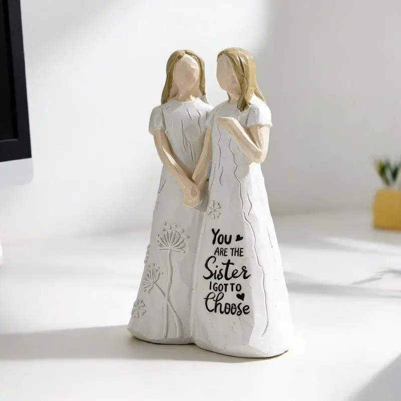 Creative resin statue ornament decoration sisters friendship holding hands girl home desktop decoration gift ornament