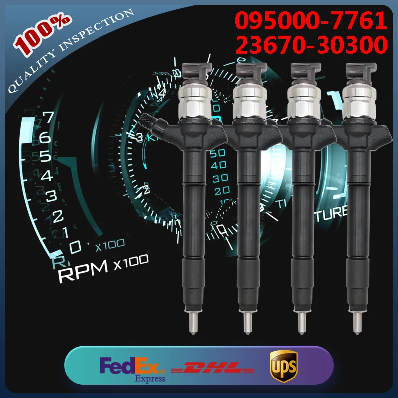 

4pcs 095000-7761 23670-30300 23670-39276 Fuel Injector for Toyota Hilux VII Pick-up 2.5L 2KD-FTV D-4D Engine