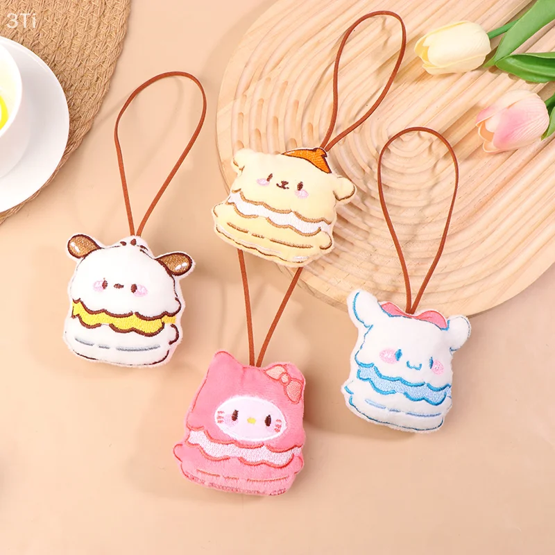 Гамбургер Sanrios, скрипучая плюшевая кукла, брелок с именем ребенка, брелок для ключей, сумка, подвеска, украшение для подарков для детей