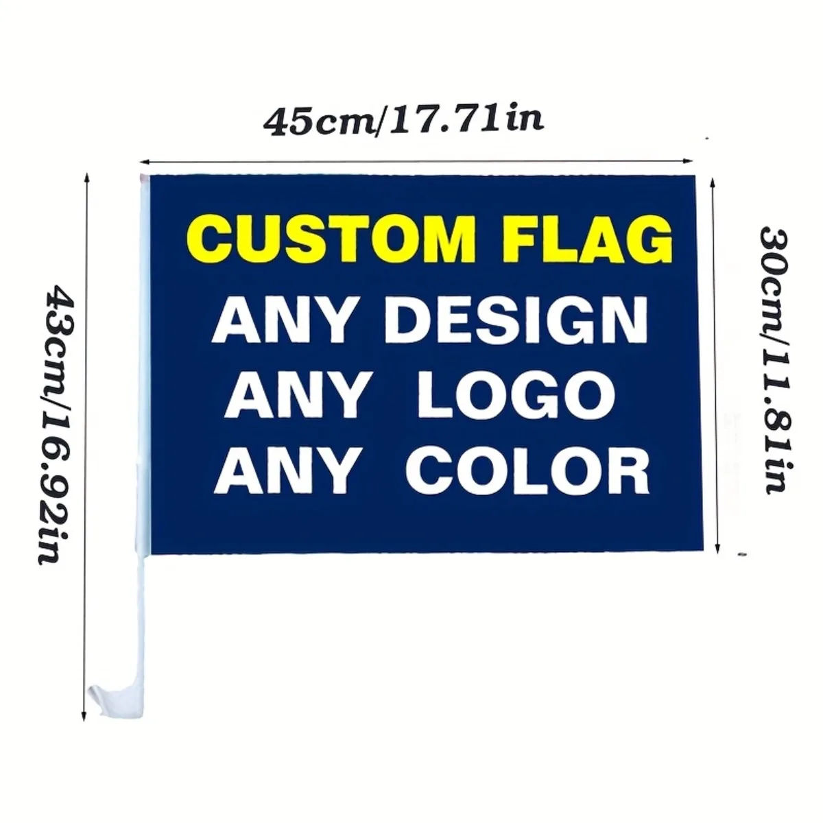 Personalized Car Flag 30x45cm Custom Window Flag with 4PCS Clip Pole for Outdoor Sports Events