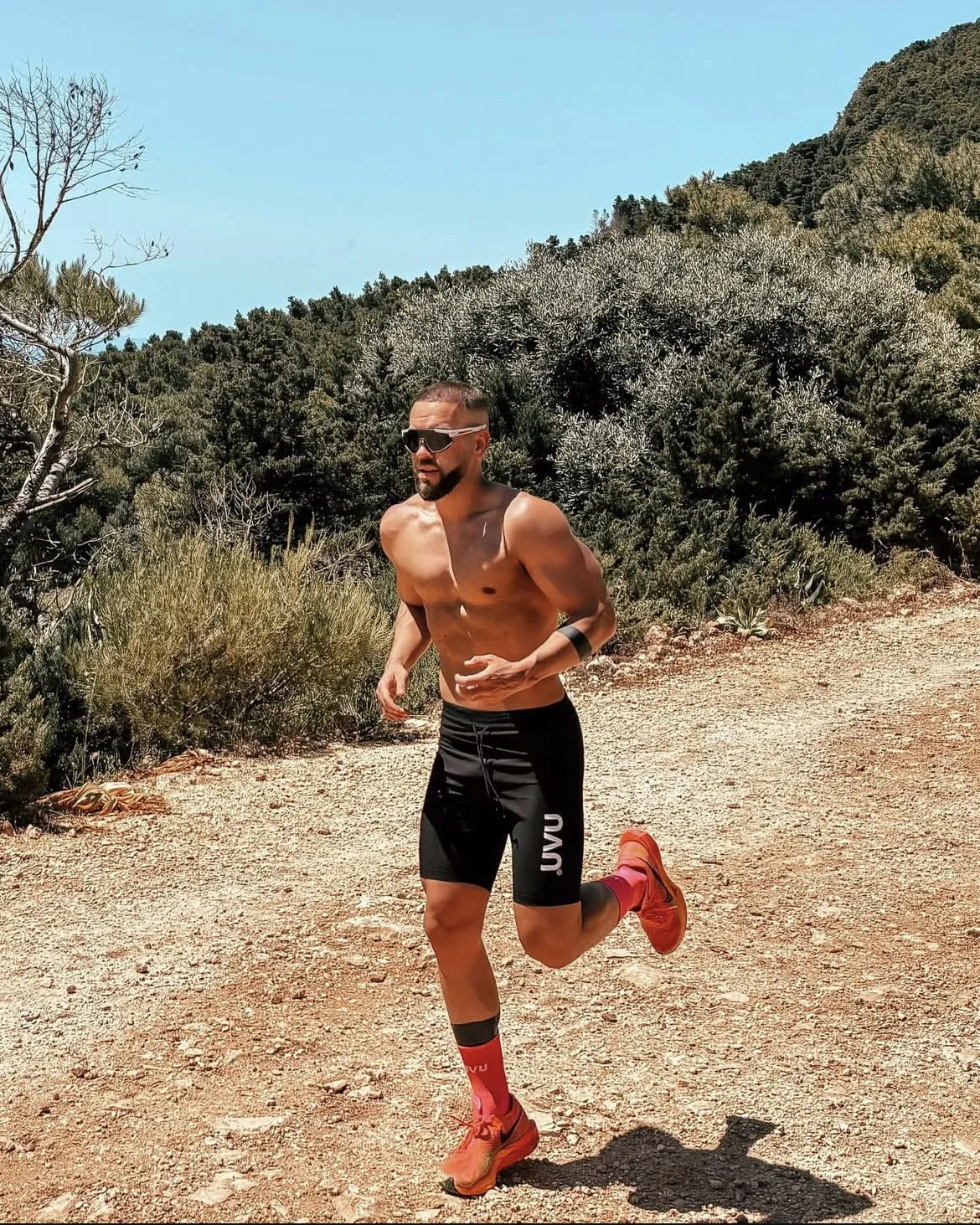 Uvu running fitness high elastic compression leggings quick drying breathable training sports shorts