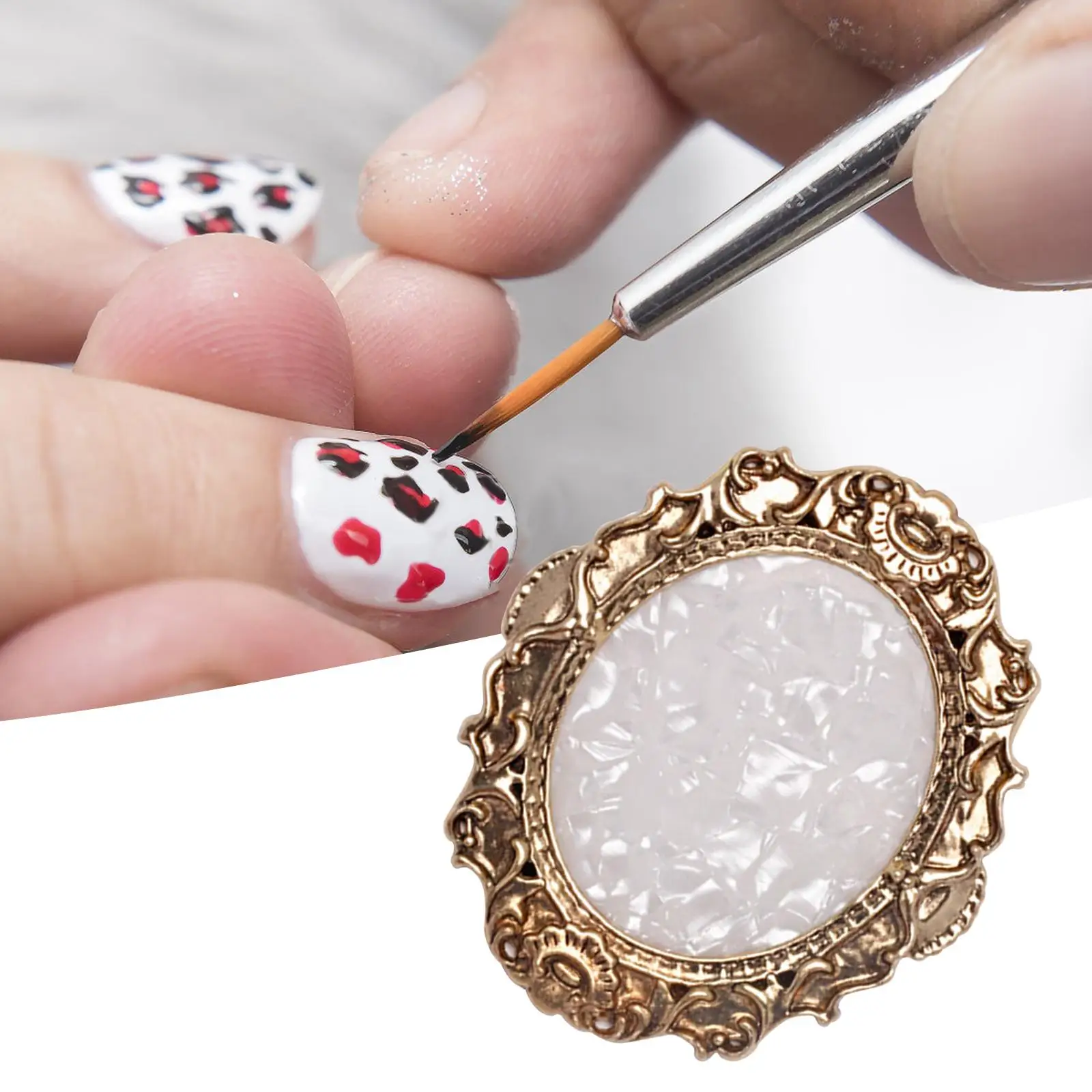 Paleta mezcladora de resina para decoración de uñas, herramienta de manicura de Color dorado, placa de exhibición cosmética para decoración de uñas y bricolaje