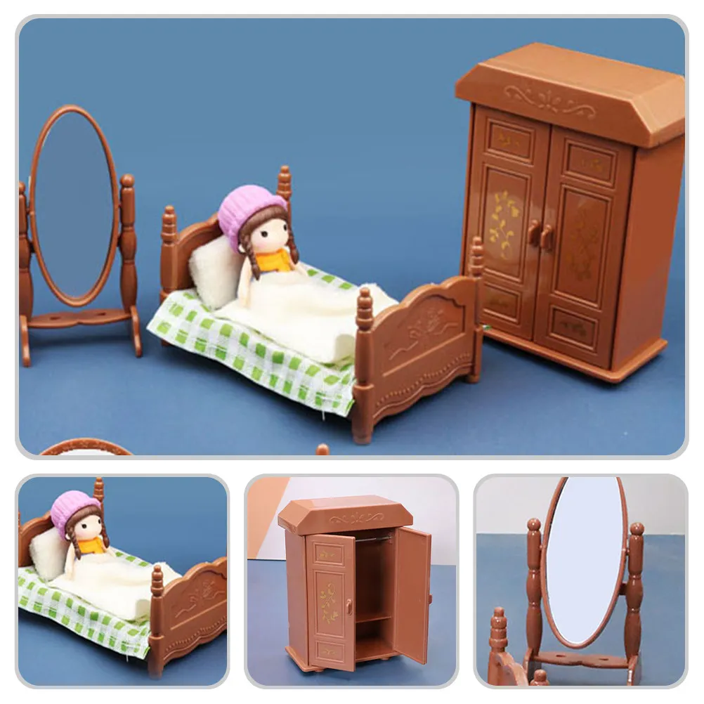 

3Pcs Delicate Mini House Decor Set High-Quality Materials Bright Colors Realistic Miniature Accessories for Bedroom Desk